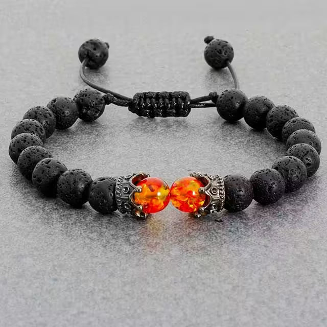 Bracelet ajustable Shamballa en perles et pierres naturelles Crown x Beads (EGBT285)