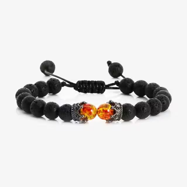 Bracelet ajustable Shamballa en perles et pierres naturelles Crown x Beads (EGBT285)