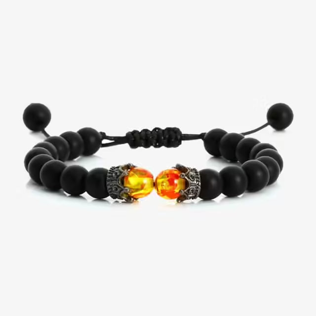 Bracelet ajustable Shamballa en perles et pierres naturelles Crown x Beads (EGBT285)