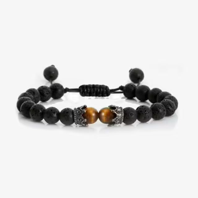 Bracelet ajustable Shamballa en perles et pierres naturelles Crown x Beads (EGBT285)