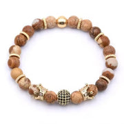 Bracelet perles boule disco et couronne (EGBT022)