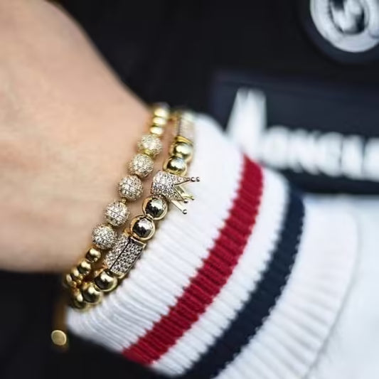 Bracelet Crown X Disco Balls (lot de 2) (EGBT112)