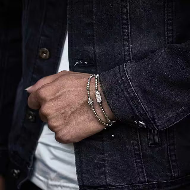 Bracelet Shamballa ajustable en perles cubiques rectangulaires 3D de 4 mm (EGBT261) 