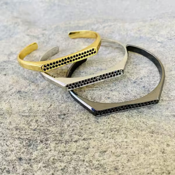 Cuff Zircon Men Stainless Steel Bangle Bracelet (EGBT391)