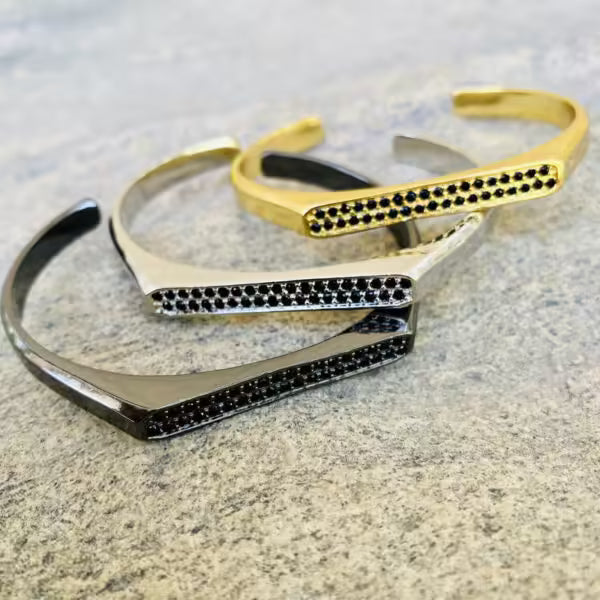 Cuff Zircon Men Stainless Steel Bangle Bracelet (EGBT391)