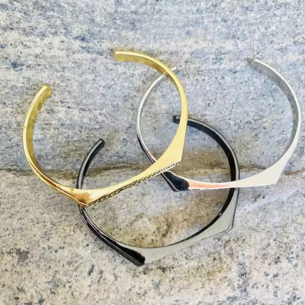 Cuff Zircon Men Stainless Steel Bangle Bracelet (EGBT391)