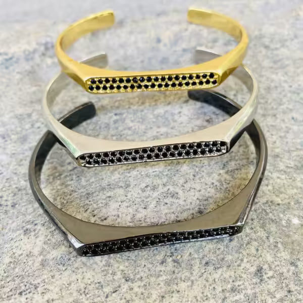 Cuff Zircon Men Stainless Steel Bangle Bracelet (EGBT391)