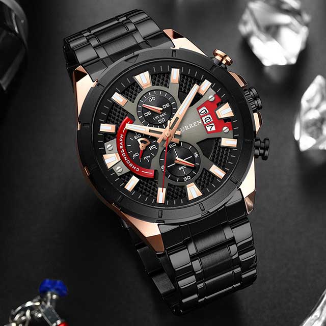 curren chronograph men stainless steel watch 8401 featured img