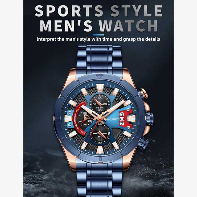 curren chronograph men stainless steel watch 8401 gallery img 2