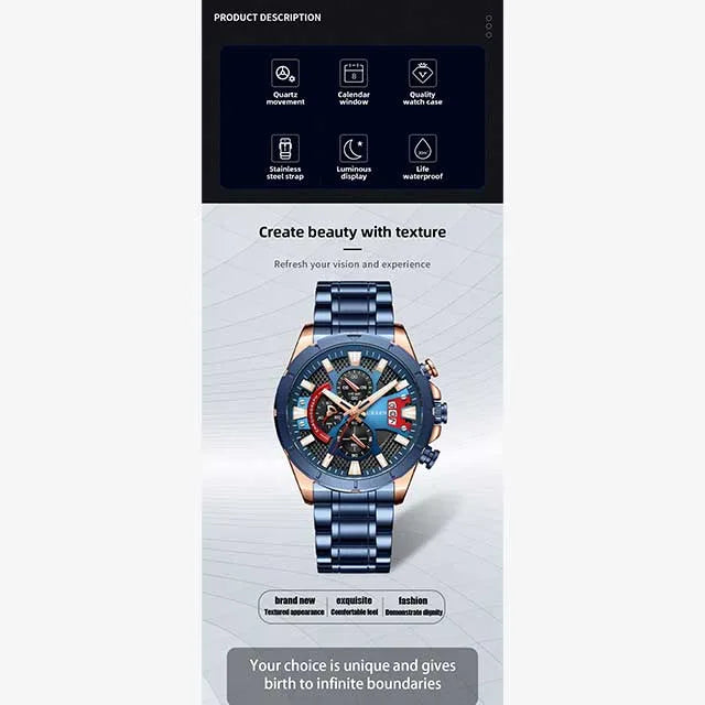 curren chronograph men stainless steel watch 8401 gallery img 3 jpg