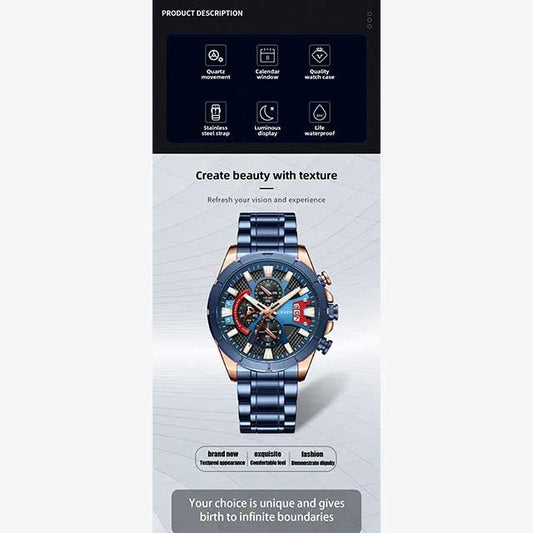 curren chronograph men stainless steel watch 8401 gallery img 3 jpg