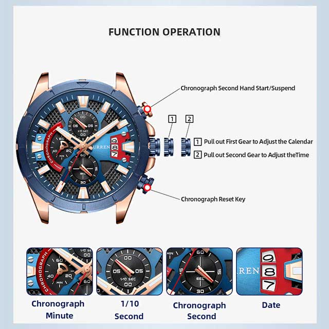 curren chronograph men stainless steel watch 8401 gallery img 6