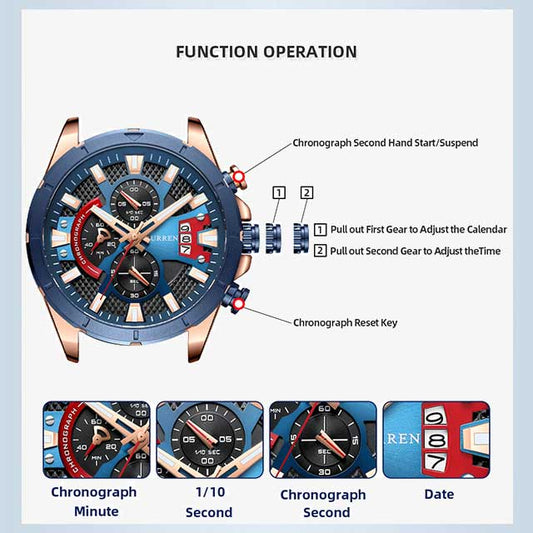 curren chronograph men stainless steel watch 8401 gallery img 6