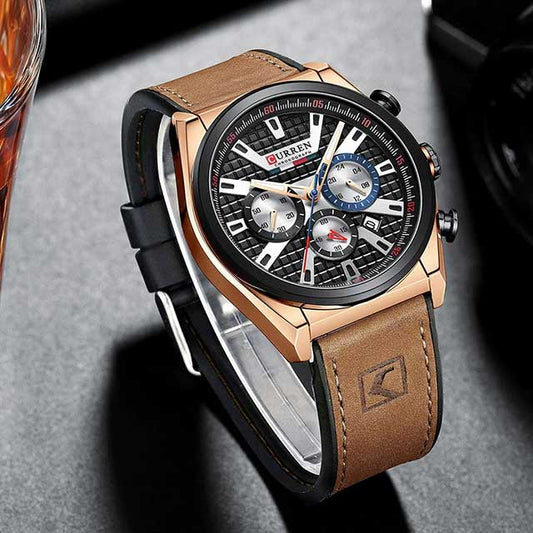 curren leather chronograph new arrival men watch gallery img 13