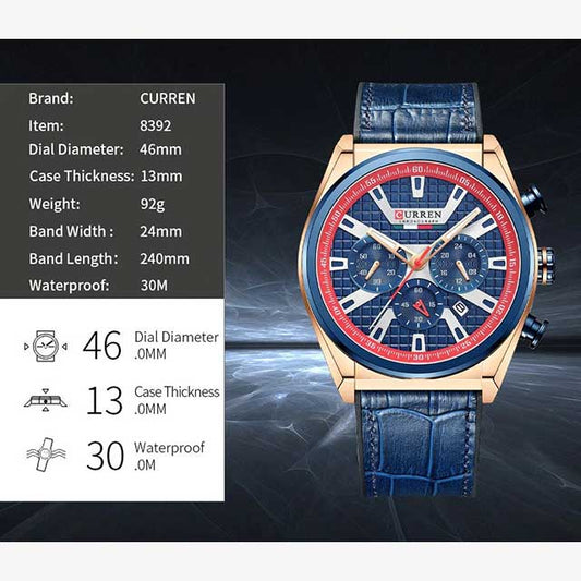 curren leather chronograph new arrival men watch gallery img 2