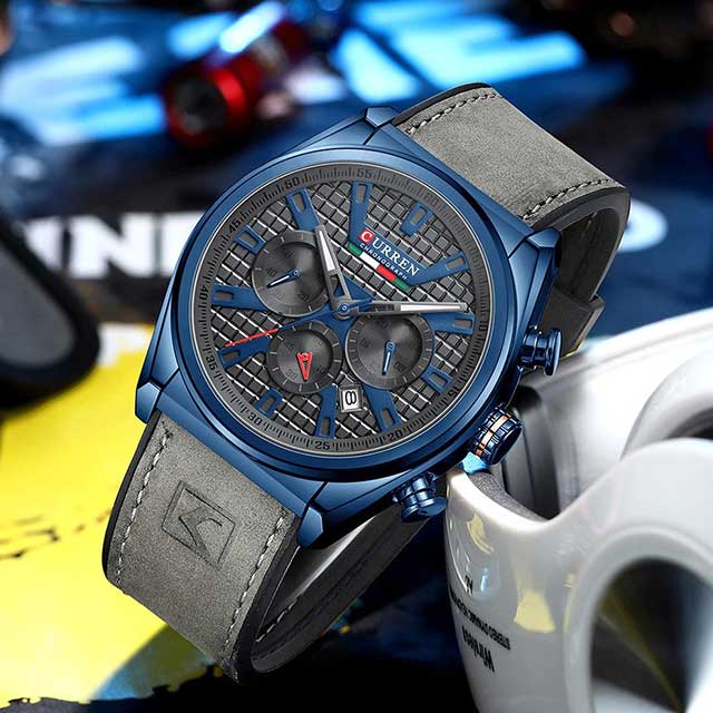 curren leather chronograph new arrival men watch gallery img 3