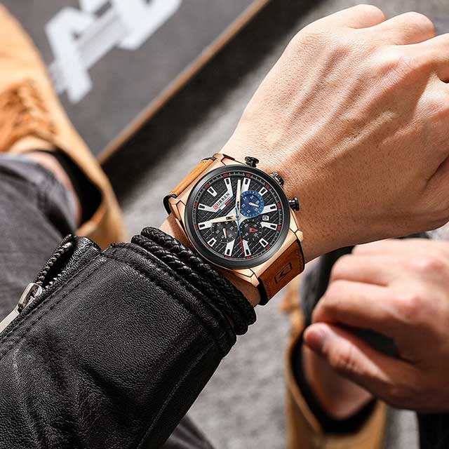 curren leather chronograph new arrival men watch gallery img 9