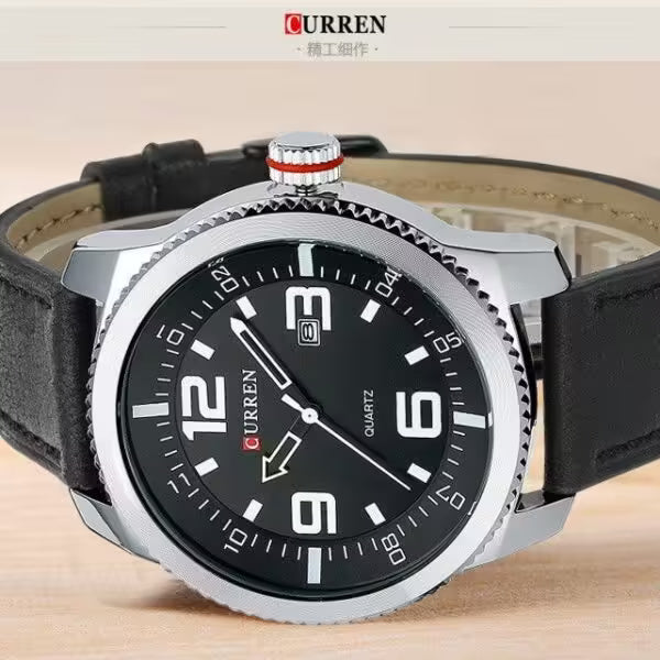 Montre homme CURREN en cuir noir (CU8180)