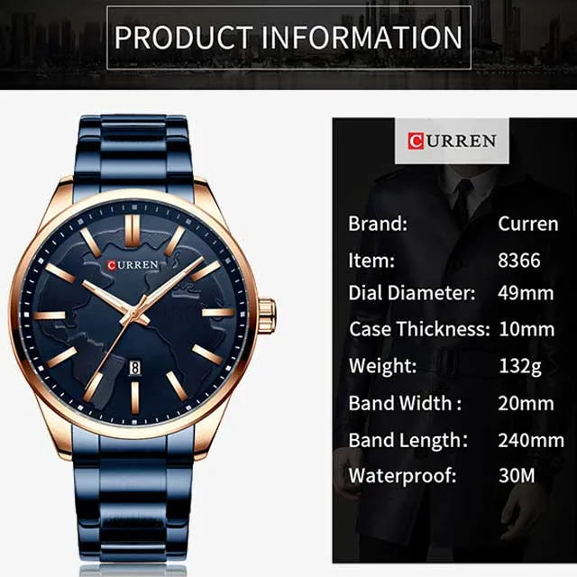 curren men map stainless watch cu8366 gallery img 8 jpg