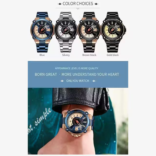 ساعة CURREN الجديدة للرجال من الفولاذ المقاوم للصدأ (CU8345)