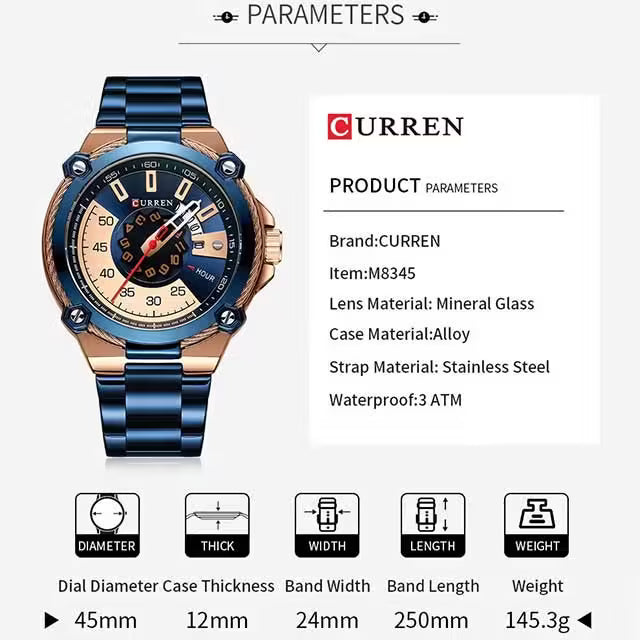 Montre homme CURREN neuve en acier inoxydable (CU8345)