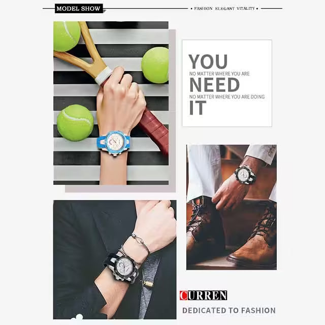 CURREN Men Simple Rubber Watch Casual Quartz