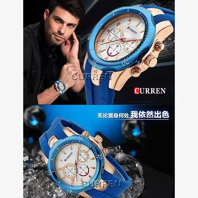 CURREN Men Simple Rubber Watch Casual Quartz