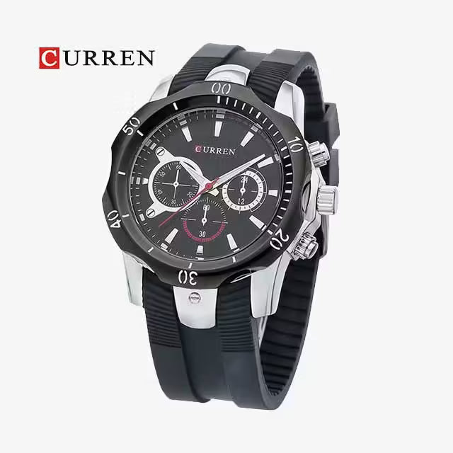 CURREN Men Simple Rubber Watch Casual Quartz