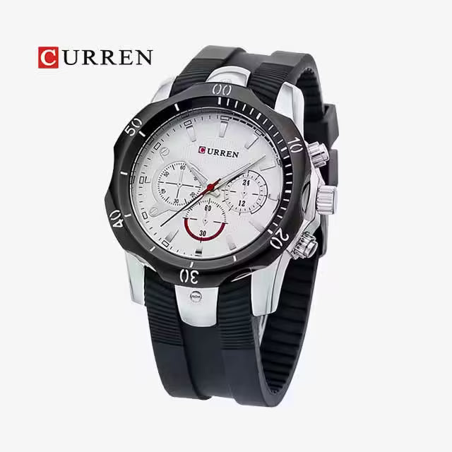 CURREN Men Simple Rubber Watch Casual Quartz