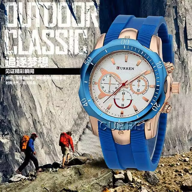 CURREN Men Simple Rubber Watch Casual Quartz