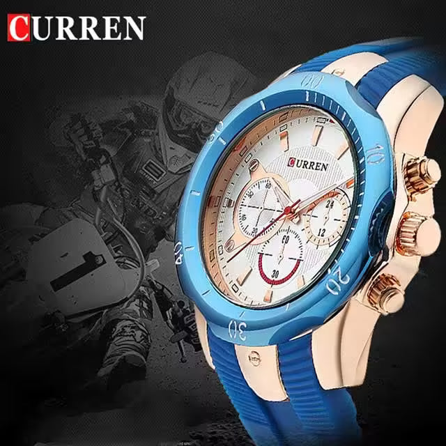 CURREN Men Simple Rubber Watch Casual Quartz
