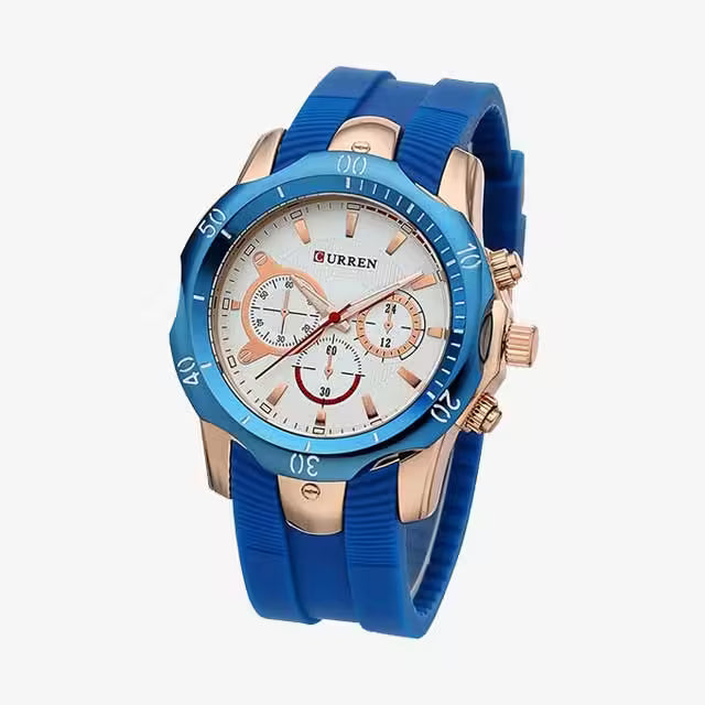 CURREN Men Simple Rubber Watch Casual Quartz