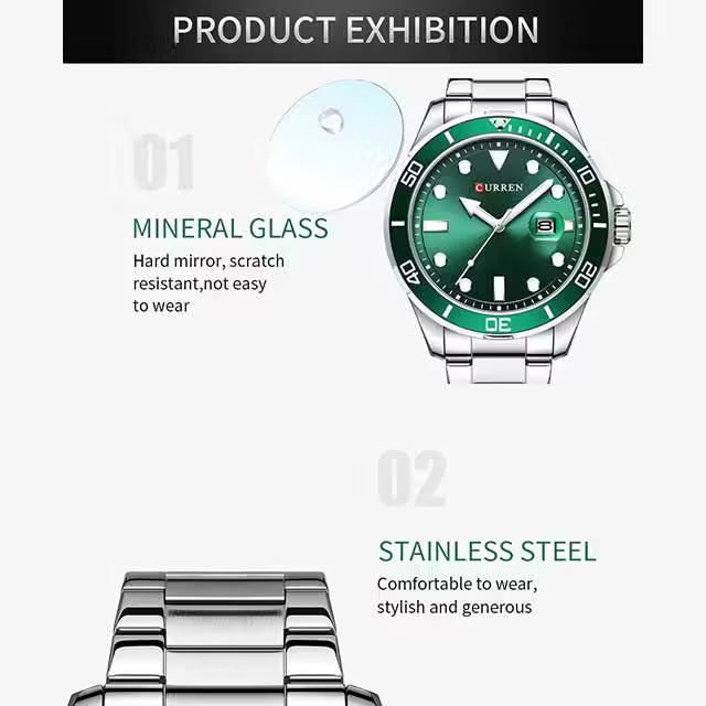 Montre CURREN pour homme en acier inoxydable étanche (CU8388)