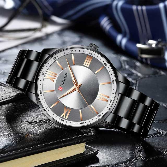 curren roman numbers stainless steel men watch cu8383 featured img