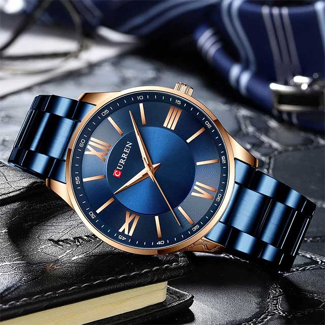 curren roman numbers stainless steel men watch cu8383 gallery img 1