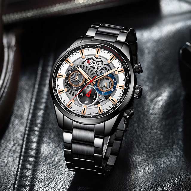 curren stainless steel chronograph men watch 8391 featured img