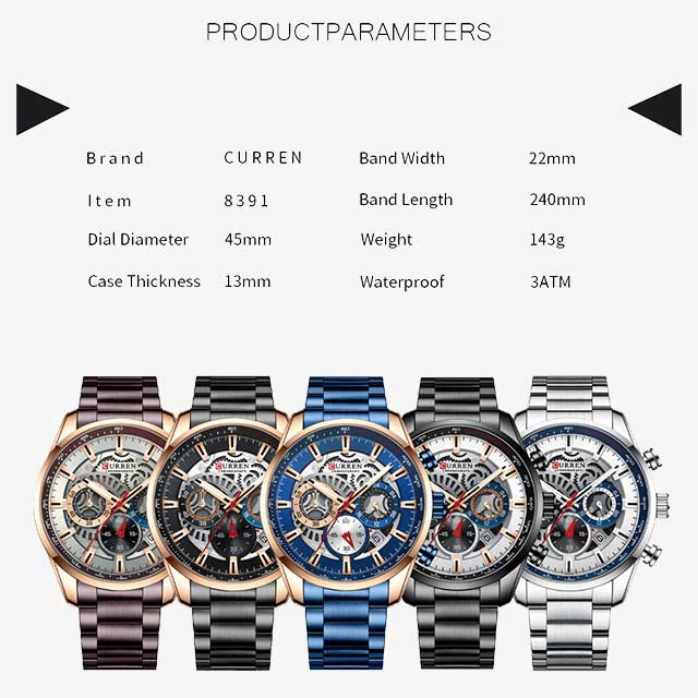 curren stainless steel chronograph men watch 8391 gallery img 5