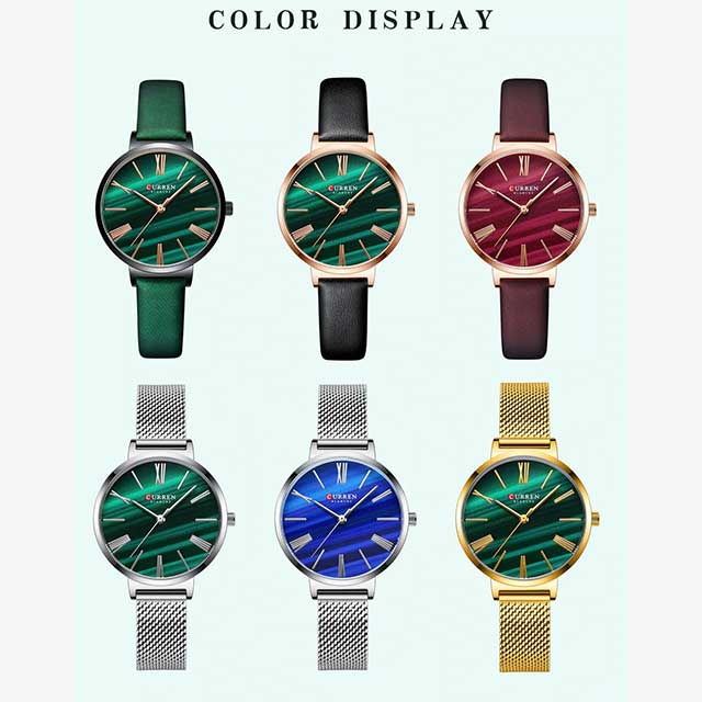 curren women blanche leather mesh steel strap cu9076 gallery img 6