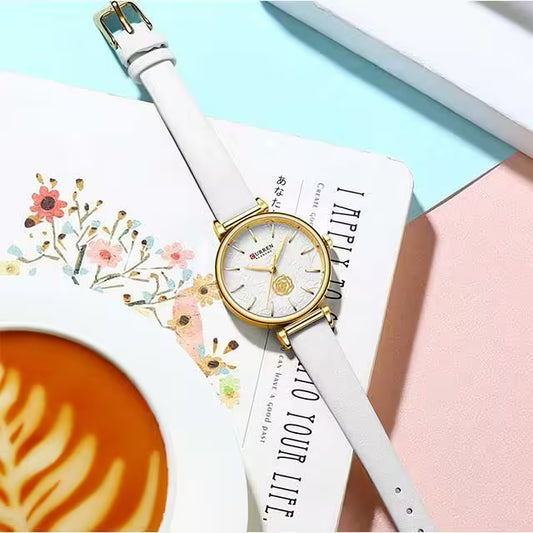 CURREN Women Flower Dial Leather Watch (CU9078)