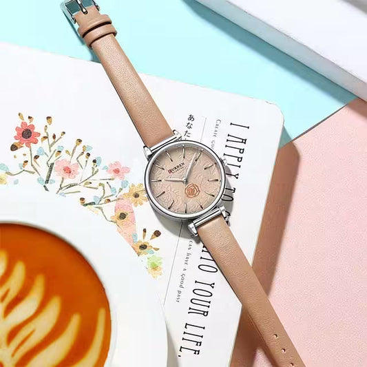 CURREN Women Flower Dial Leather Watch (CU9078)
