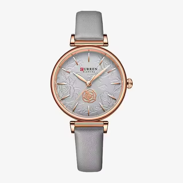 CURREN Women Flower Dial Leather Watch (CU9078)