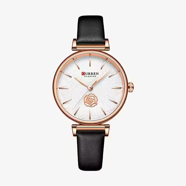 CURREN Women Flower Dial Leather Watch (CU9078)