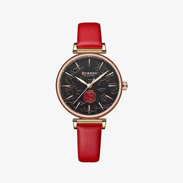 CURREN Women Flower Dial Leather Watch (CU9078)