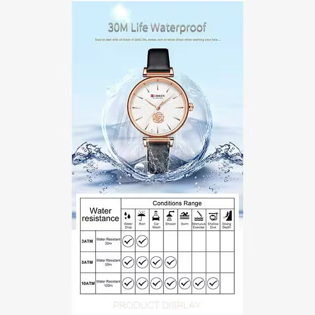 CURREN Women Flower Dial Leather Watch (CU9078)