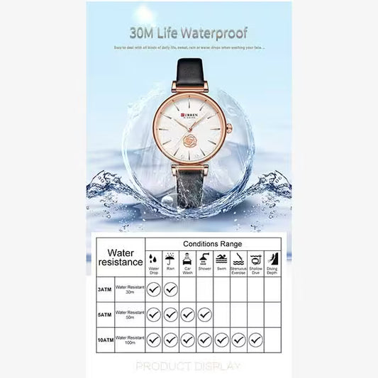 CURREN Women Flower Dial Leather Watch (CU9078)