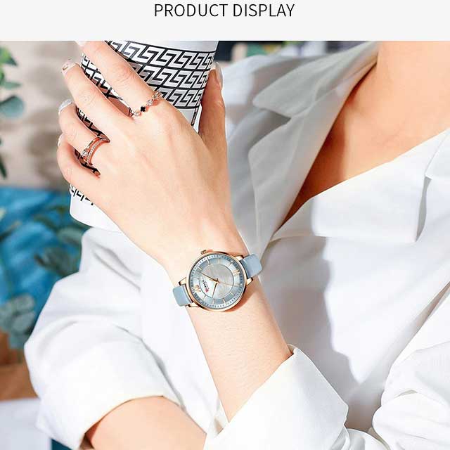 curren women roman dial leather strap waterproof watch cu9080 gallery img 12