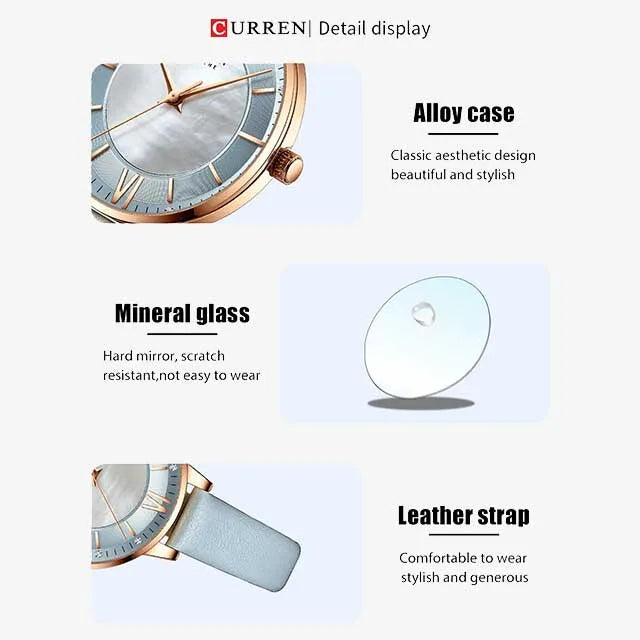 curren women roman dial leather strap waterproof watch cu9080 gallery img 13 jpg