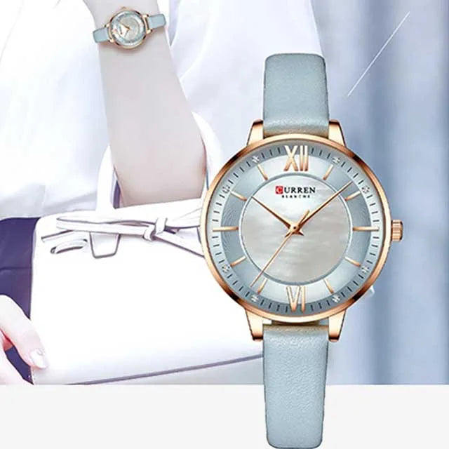curren women roman dial leather strap waterproof watch cu9080 gallery img 14 jpg