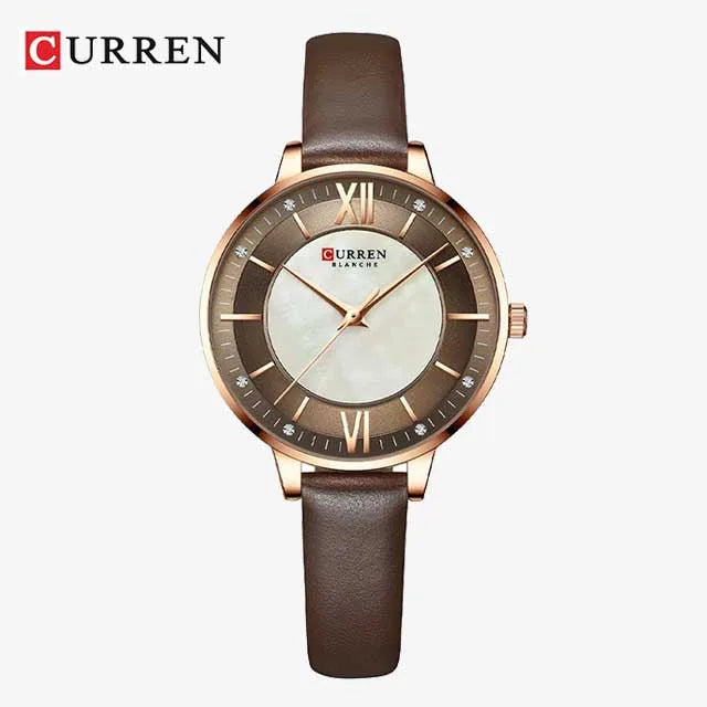 curren women roman dial leather strap waterproof watch cu9080 gallery img 2 jpg