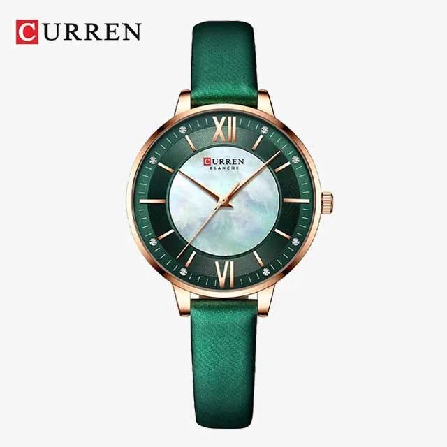 curren women roman dial leather strap waterproof watch cu9080 gallery img 3 jpg